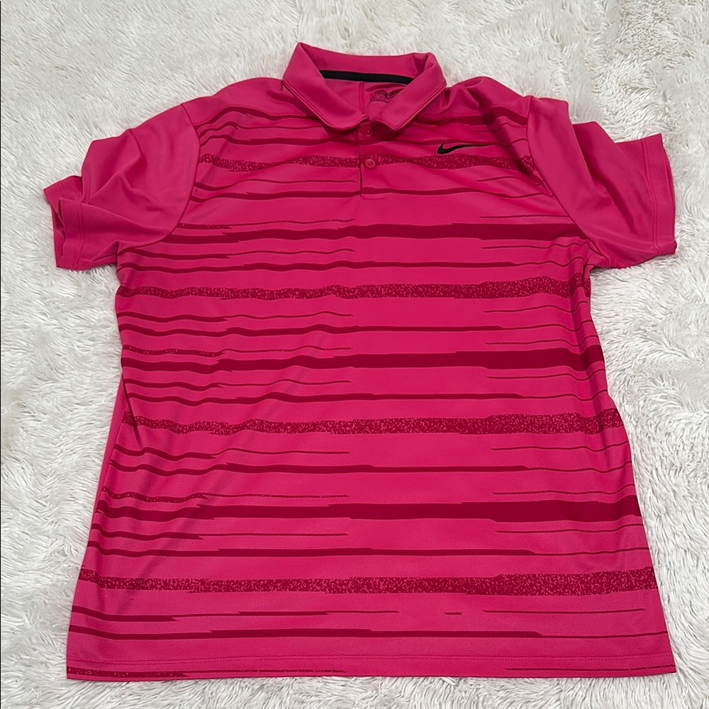 Nike Men's Pink Striped Golf Polo